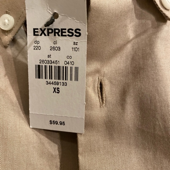 Express Men’s Tan Slim 1MX Button Down Dress Shirt NWT Size XS - Picture 4 of 5